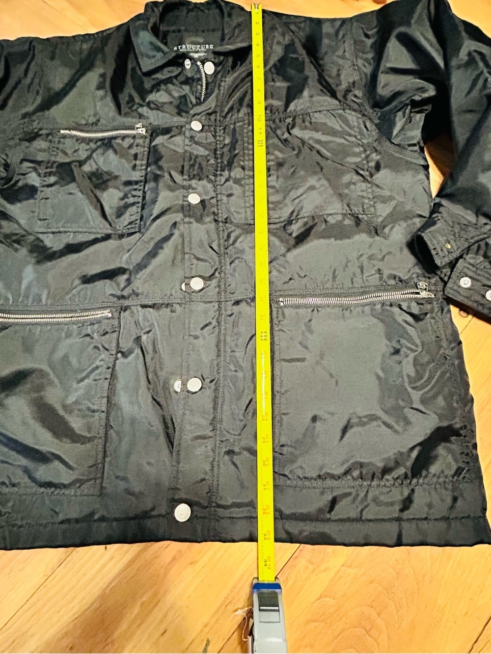 Vintage Structure Black Men's Military Field Jacket with Multiple Zipper Pockets - Picture 12 of 12